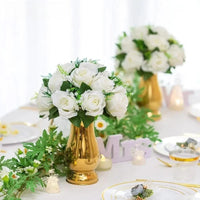 15 Heads Plastic Roses with Base High quality.10 Pieces White Fake Flower Ball Arrangement Bouquet Good Vibrations