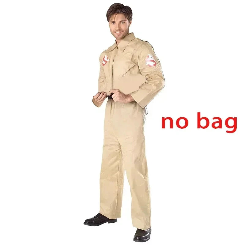 Halloween Ghostbusters Movie Inspired Costume Themed Cosplay Uniform Jumpsuit Outfit with Accessory Bag Ideal Adults Kids Good Vibrations