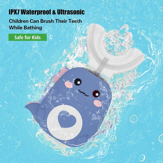 Children U-shaped Electric Toothbrush 360 Degrees Smart Cartoon Kids silicone Toothbrush Automatic Rechargeable Sonic Toothbrush Good Vibrations