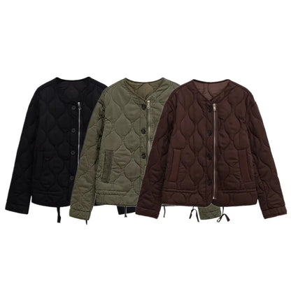 Loose Long Sve round Ne Cotton Jaet Women's Spring Autumn New Sle Casual Comfortable Outerwear Zipper Closure  ... Good Vibrations