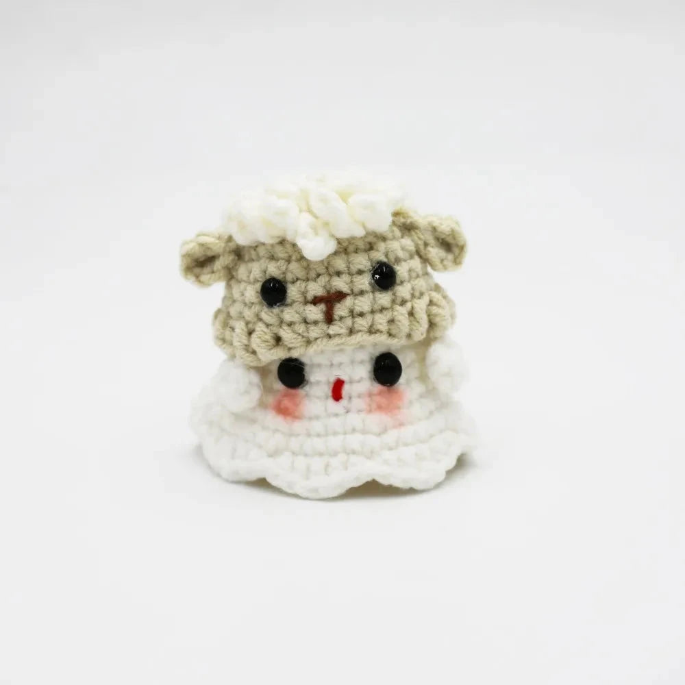 Handmade Knitting Ghost Keychain Creative Crochet Little Ghost Key Pendant Car Keyring Colorful Headwear Good Vibrations