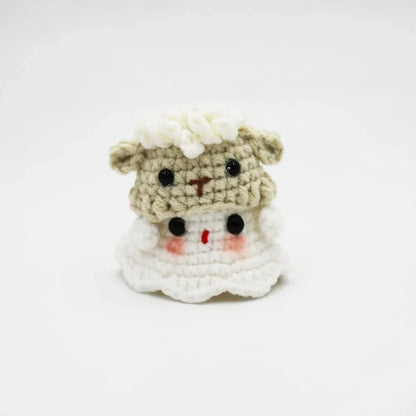 Handmade Knitting Ghost Keychain Creative Crochet Little Ghost Key Pendant Car Keyring Colorful Headwear Good Vibrations