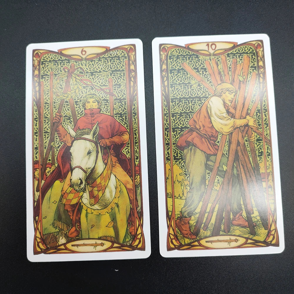 12x7cm Golden Art Nouveau Divination Tarot Cards.tarot Cards for Beginners .English, Spanish, French, Italian and Portuguese. Good Vibrations