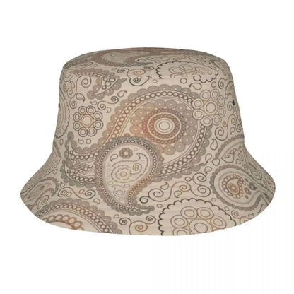 Black Paisley Pattern Bandana Print Bucket Hats Women Men Unisex Trendy Summer Fisherman's Hat Good Vibrations