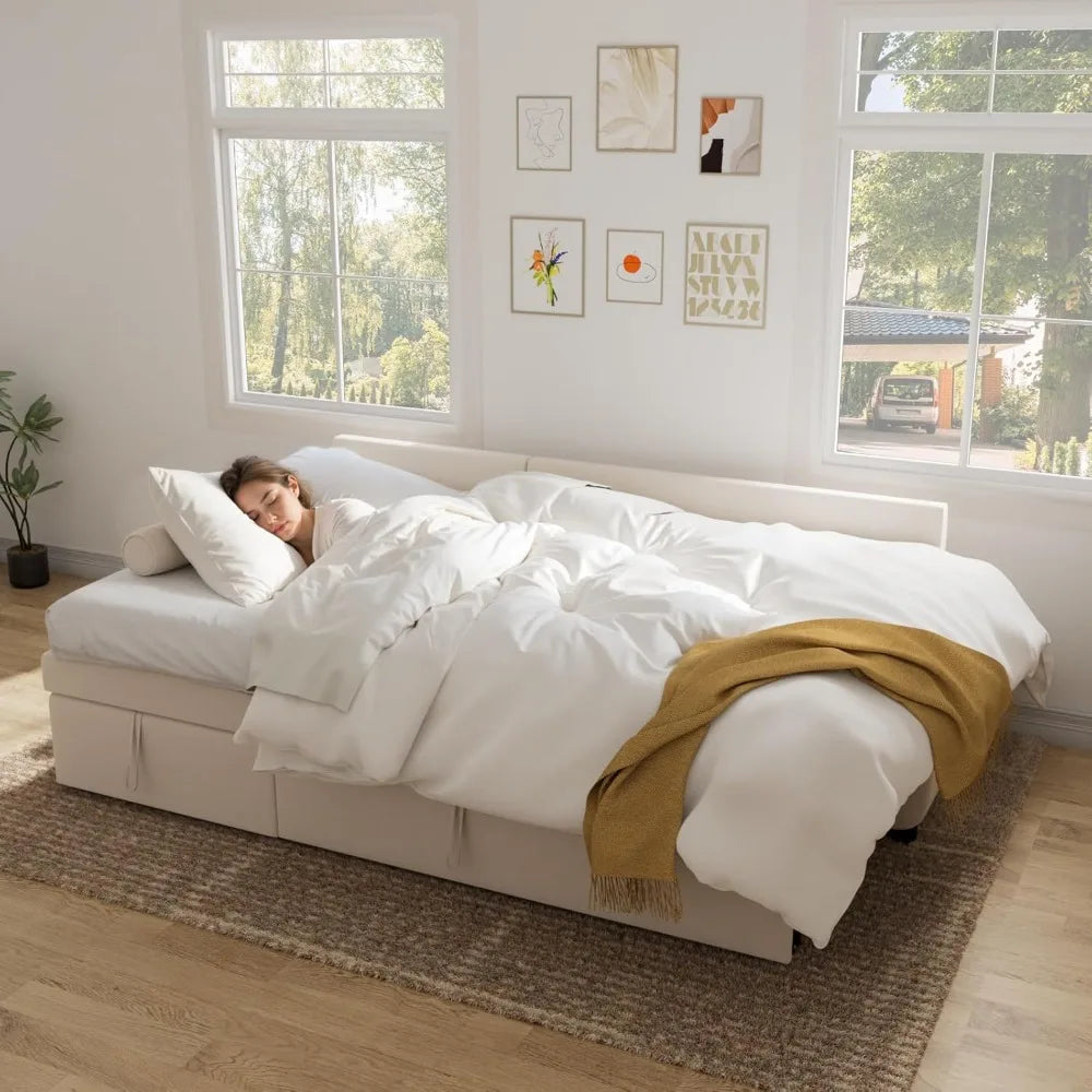 2-in-1 Sleeper Sofa – Pullout Bed with Reversible Chaise & Charging Station Good Vibrations