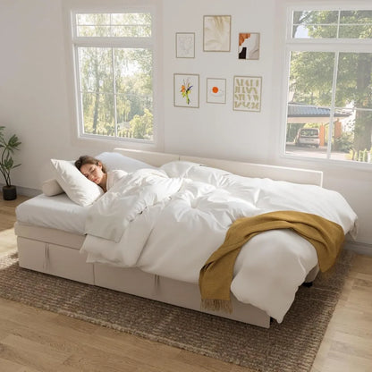 2-in-1 Sleeper Sofa – Pullout Bed with Reversible Chaise & Charging Station Good Vibrations