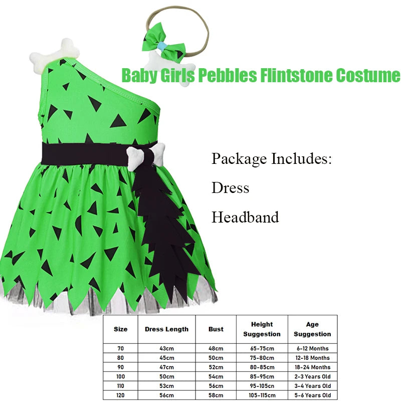 Infant Toddle Kids Pebble Bone Stone Fancy Dress Up Halloween Costume Kids Caveman Cavegirl Flint stone Costume For Baby Girl Good Vibrations