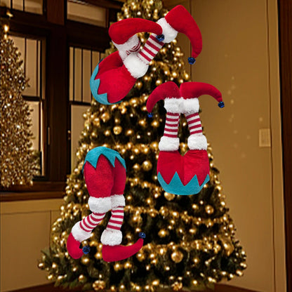 Elf Legs Santa Claus Legs Christmas Tree Picks Striped Plush Stuffed Hanging Ornaments Leg Picks Christmas Tree Party Decoration Good Vibrations