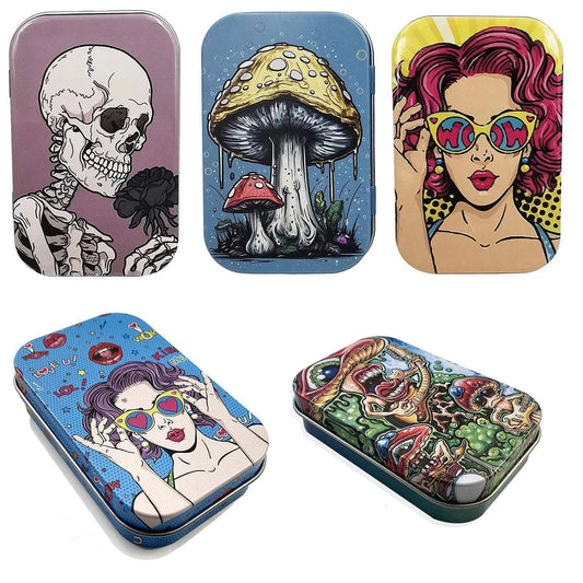 Tinplate Cigarette Case Tobacco Storage Box Flip Cap Humidor Rolling Paper Box Jewelry Candy Coin Key Fishing Organizer Sealed Good Vibrations Adult Super Store