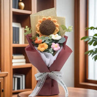 Artificial Flower Crochet Bouquet Handmade Eternal Flower Sunflower Daisy Bouquet Anniversary Mothers Day Birthday Gift Good Vibrations