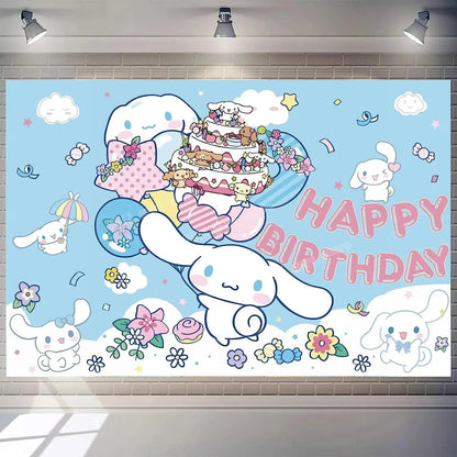 Cinnamoroll Theme Party Supplies Kids Birthday Christmas Decorations Gift Bag Ballons Banner Cake Topper Tableware Accessories Good Vibrations