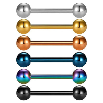6PCS Titanium Tongue Rings Colorful Tongue Barbell Tongue Body Piercing Jewelry 12mm 14mm 16mm 18mm Good Vibrations Adult Super Store