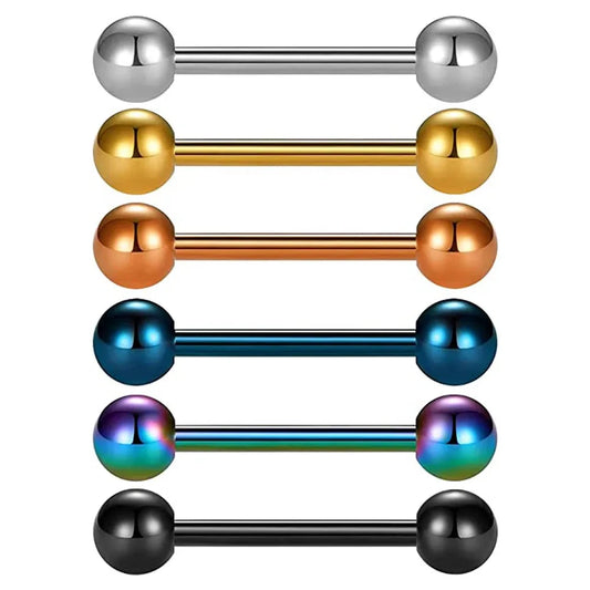 6PCS Titanium Tongue Rings Colorful Tongue Barbell Tongue Body Piercing Jewelry 12mm 14mm 16mm 18mm Good Vibrations Adult Super Store