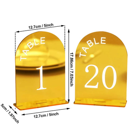 Wedding Table Numbers - Clear and Gold Mirror Acrylic Signs - Gold Wedding Table Signs - Wedding Table Decor Good Vibrations