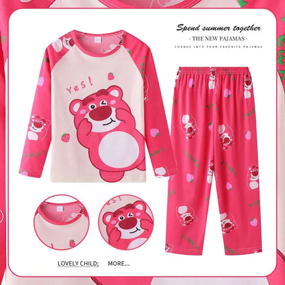 New Pajamas Boys Girls Pajamas Stitch Clothing Sets Kids Long Sleeve +Pant 2 Pieces Children Home Clothing Girl Nightgown Pjs Good Vibrations