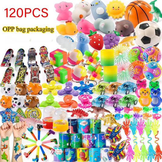 52/120Pcs Kids Birthday Party favors Pinata Stuffed Toy Finger Skateboard Stress Relief Toys Carnival Prize Pinata Filler Gift Good Vibrations