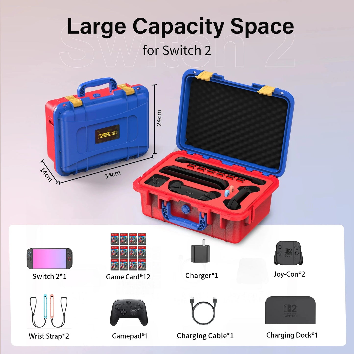switch 2 game console storage case, carrying case, single-shoulder diagonal storage box, protecting luggage and accessories Good Vibrations