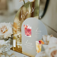 Gold Mirror Wedding Bar Menu Sign,Signature Drinks Sign,Custom Wedding Cocktails,Signature Drinks Menu,Wedding Table Decor Good Vibrations