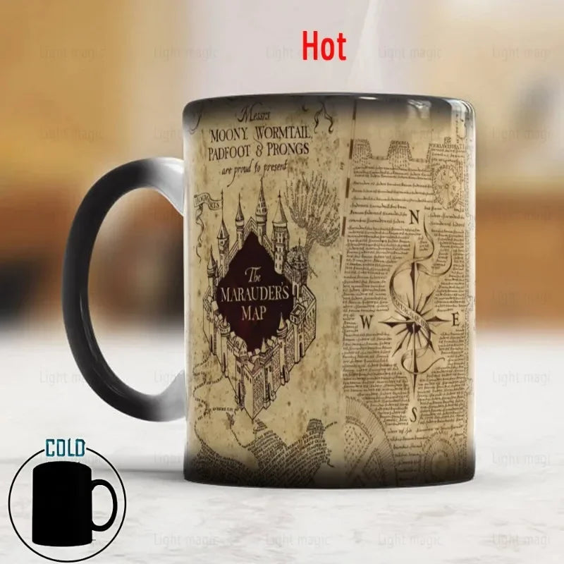 Magic Marauders Map Mug, 11oz, Color Changing Mug, Sensitive Ceramic Coffee Mugs, Tea Cup, Best Gift for Friends, Drinkware Good Vibrations