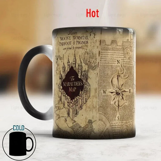 Magic Marauders Map Mug, 11oz, Color Changing Mug, Sensitive Ceramic Coffee Mugs, Tea Cup, Best Gift for Friends, Drinkware Good Vibrations