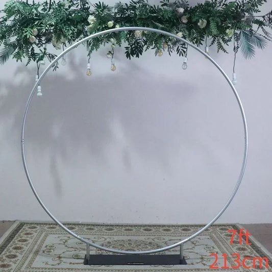 7ft(210cm) Wedding Decoration Backdrop Stand Round Photography Backdrops Outdoor Background Frame Balloon Arch Collapsible Shelf Good Vibrations