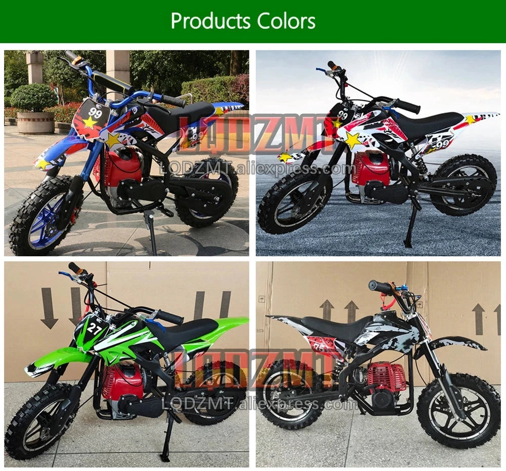 49CC 50CC 4-Stroke ATV OFF-road Gasoline Motorcycle Racing MOTO Dirt Bike Motorbike For Adult Children Boy Girl Child Men Women Good Vibrations