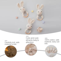 Baby Crochet Rattle Wooden Teether Toy BPA Free Wood Rodent Rabbit Rattle Baby Mobile Play Gym Newborn Educational Music Toys Good Vibrations
