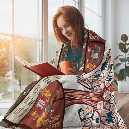 Gift for Book Lovers Printed Blanket for Sofa Bed Travel Camping Living Room Office Conditioning Blanket for All Seasons Gifts Good Vibrations