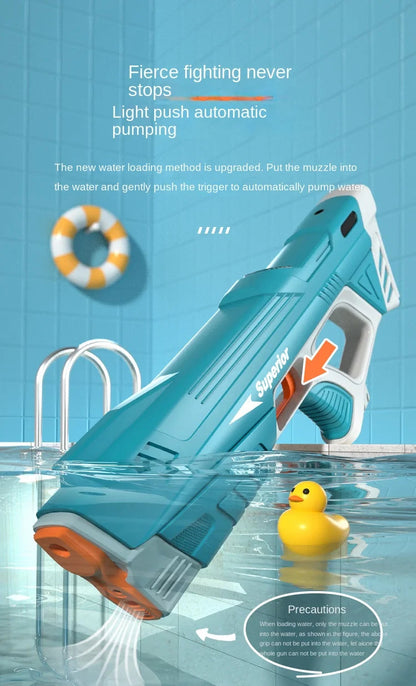 New Water Gun Electric Full Continuous Firing Toy Summer Beach Pool Water Toy Gun Fully Automatic Water Absorption Toys for Kids Good Vibrations