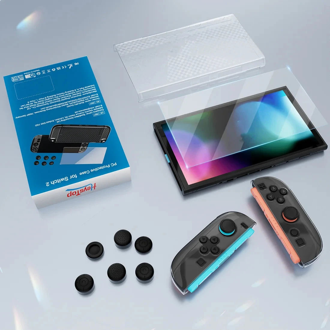 For switch 2, game console and controller protective case + tempered film + keycaps, PC  material, shockproof and wear-resistant Good Vibrations