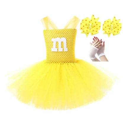 Halloween M Costume For Girl Lace TUTU Dress Festive Kid Up Sling Tunic+Bow Headband+Gloves 3PC Set Child Frock Good Vibrations