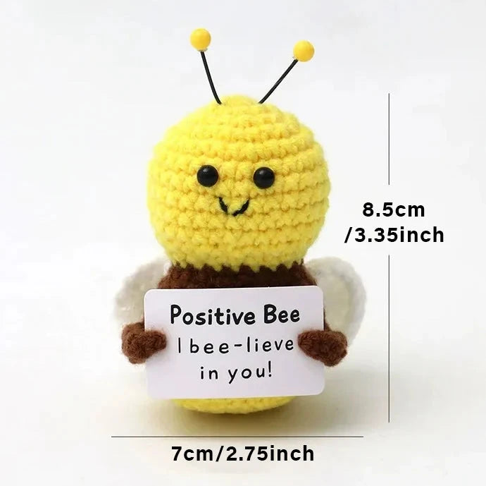 Positive Energy Pocket Hug Crochet Doll, Mini Handmade Knitted Plush Potato Turtle Vegetable Duck Funny Support Gift with Card Good Vibrations
