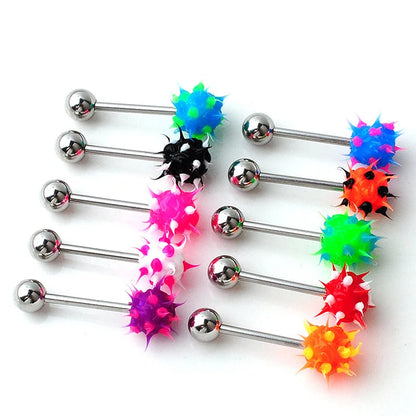 Surgical Steel Vibrating Tongue Ring Tongue Piercing Ring Colorful Rock Personality Rubber Barbell Tongue Ring Bar Body Jewelry Good Vibrations