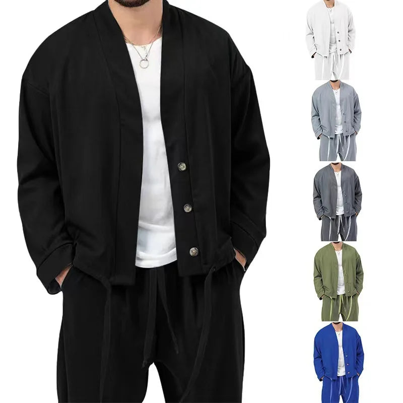New Business Casual Sporty Men's Long-Sleeved Suit for Spring and Autumn. Men's Pure Color Loose Coat with Fashionable Jacket. Good Vibrations