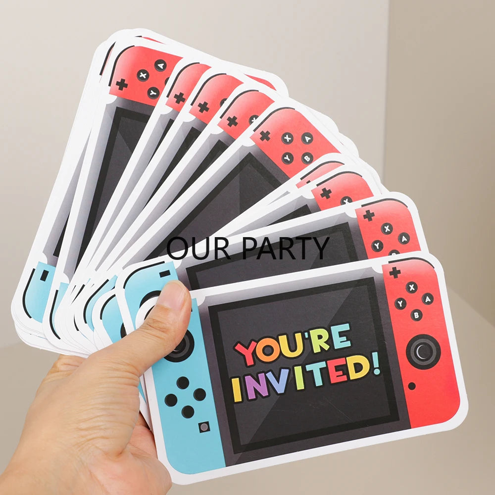 15Pcs/Pack Video Games Console Invitations Cards for Kids Boy Game on Theme Birthday Game Night Party Invitation Decoration Good Vibrations