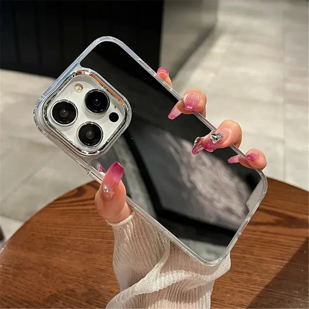 Luxury Acrylic Makeup Mirror Phone Case For iPhone 16 15 14 13 12 11 Pro Max XS X XR Plating Shockproof Back Cases Cover Good Vibrations