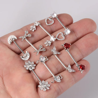 6Pairs/Lot 361L Surgical Steel Nipple Barbell Ring Moon Nipple Ring Scissors Nipple Shield 14G Tongue Piercing Body Jewelry Good Vibrations