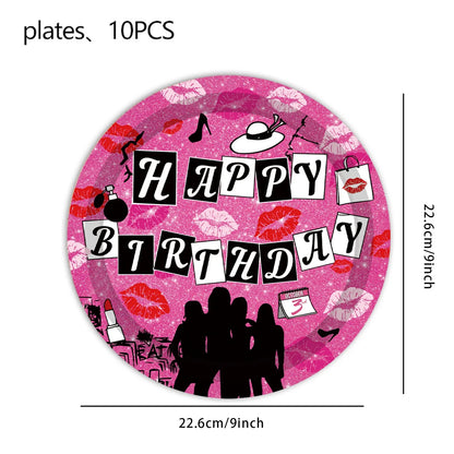 Mean Girls Party Decorations Tableware Paper Cups Plates Napkins Backdrop Tablecloths for girls Birthday Party Supplies Good Vibrations