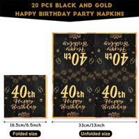 18th~60th Happy Birthday Party Napkins Black Gold Birthday Party Table Napkins Decorations Birthday Party Supplies Good Vibrations