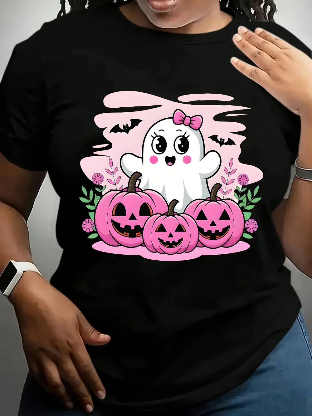 Halloween T-Shirt - Cute & Pumpkin Graphic Breathable Summer Short Sleeved Harajuku Streetwear Tops Aesthetic Clothes Good Vibrations