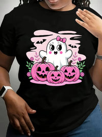 Halloween T-Shirt - Cute & Pumpkin Graphic Breathable Summer Short Sleeved Harajuku Streetwear Tops Aesthetic Clothes Good Vibrations