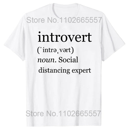 Introvert Logo T Shirt Funny Humor Introvers Joke T Shirts Summer Cotton Streetwear Humor Quotes Christmas Gifts T-shirt Good Vibrations