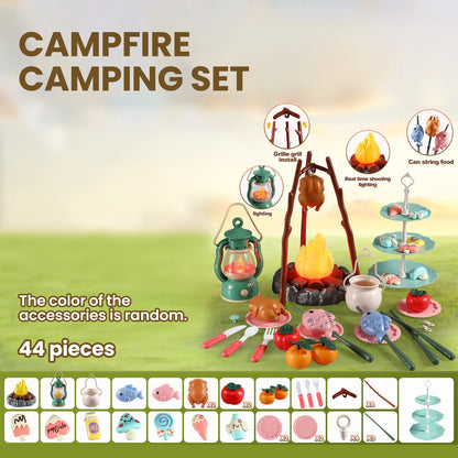 Kid Camping Tent Set Simulated Miniature Food Adventure Tool with Light Sound Outdoor Parent-Child Interactive Toy Girl Boy Gift Good Vibrations