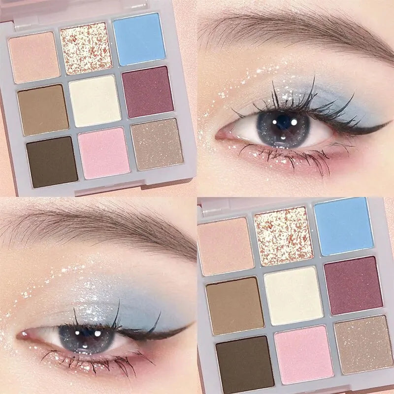 DIKALU Spring And Summer New Eyeshadow Palette Oh Rosy Nine Palace Grid Auto Focus Low Saturation Smoke Powder Rose Plate Good Vibrations