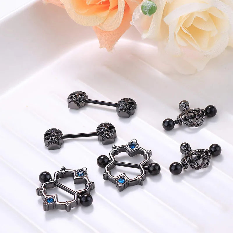 Punk rock sexy black rose nipple ring, body puncture nipple jewelry, women's sexy accessory gift Good Vibrations