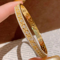 Charm dignified bracelet for women diamond inlay hollow out antique gold craftsmanship light luxury exquisite bangles jewelry Good Vibrations