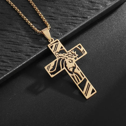 Philippians 4:13 Men's Simple Cross Pendant Necklace Stainless Steel Religious Amulet Jewelry Unisex Bijoux Good Vibrations