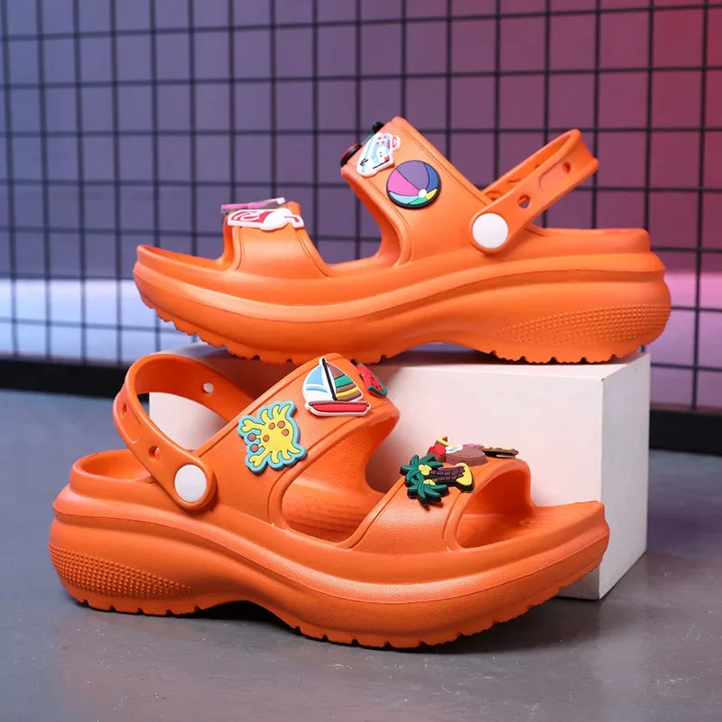 Sandals for Women 2023 Korean Wedge Platform High Heels Ladies Shoes Outdoor Beach Peep Toe Non-slip Sandalias De Mujer Good Vibrations
