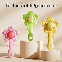 A Teether And Rattle For Babies: Sound, Chewable Toy, Early Learning And Entertainment, Teether, Rattle, Grip Function 3-In-1. Good Vibrations