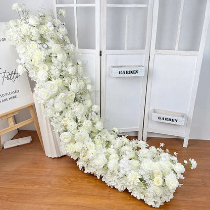 pink colour Rose Large Flower Row Artificial Flower Row Runner Wedding Backdrop Decor Floral Wall Party showcase decoration prop Good Vibrations
